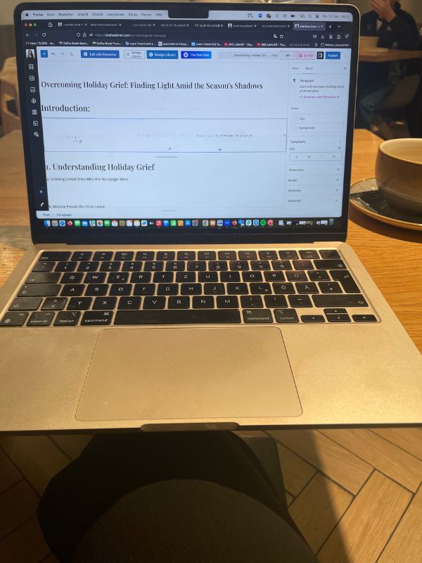 Working on my new blog articles in a cafe